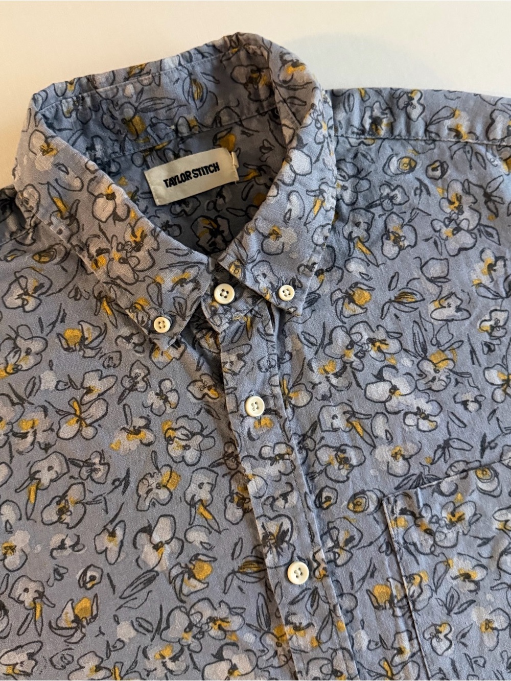 Taylor Stitch Floral Button Up Shirt Men 2XL (46) Linen Blend Preppy New York